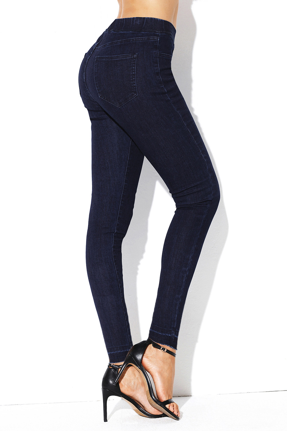 womens navy blue stretch trousers