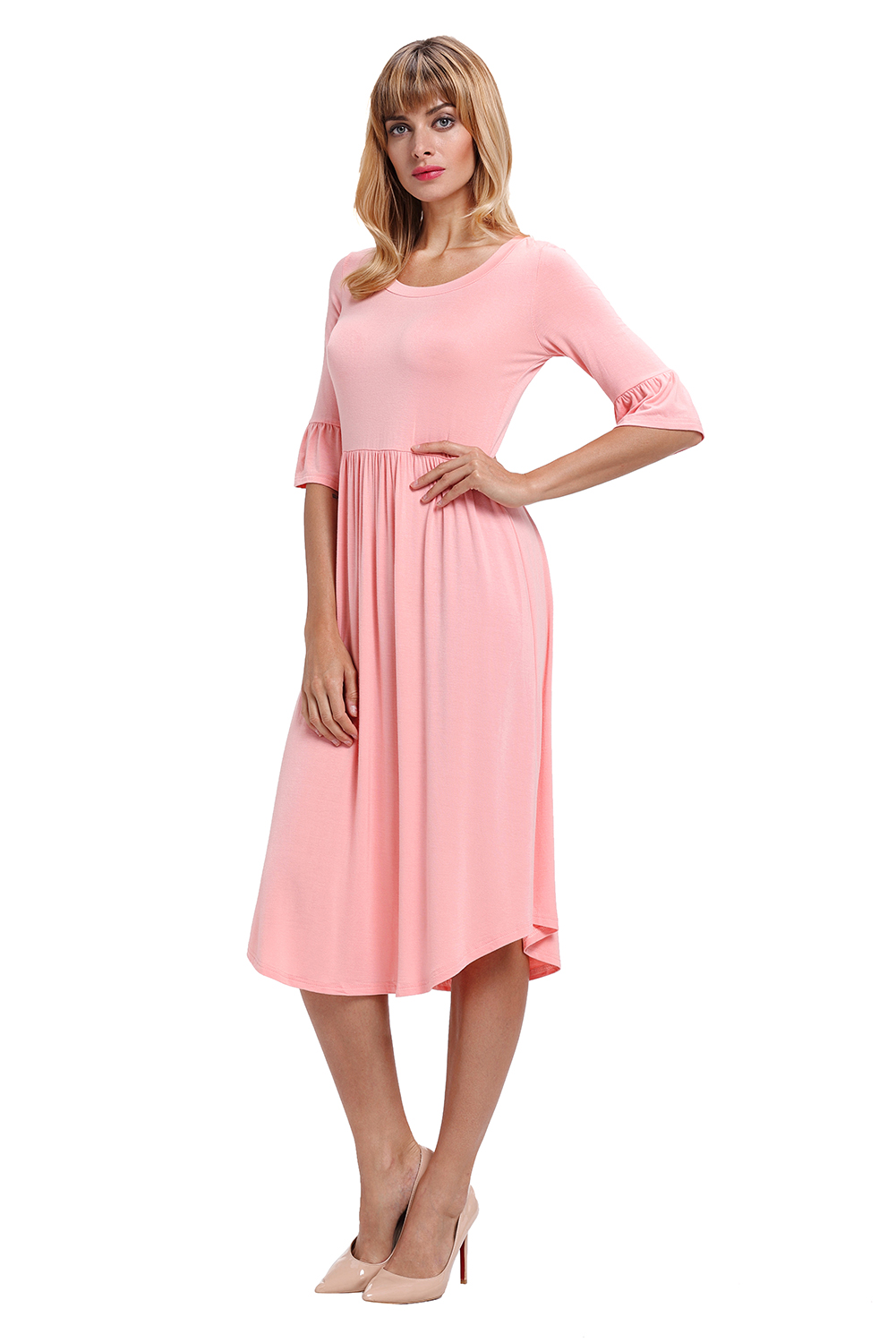 pink midi dress