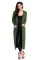 Army Green Cable Knit Long Cardigan