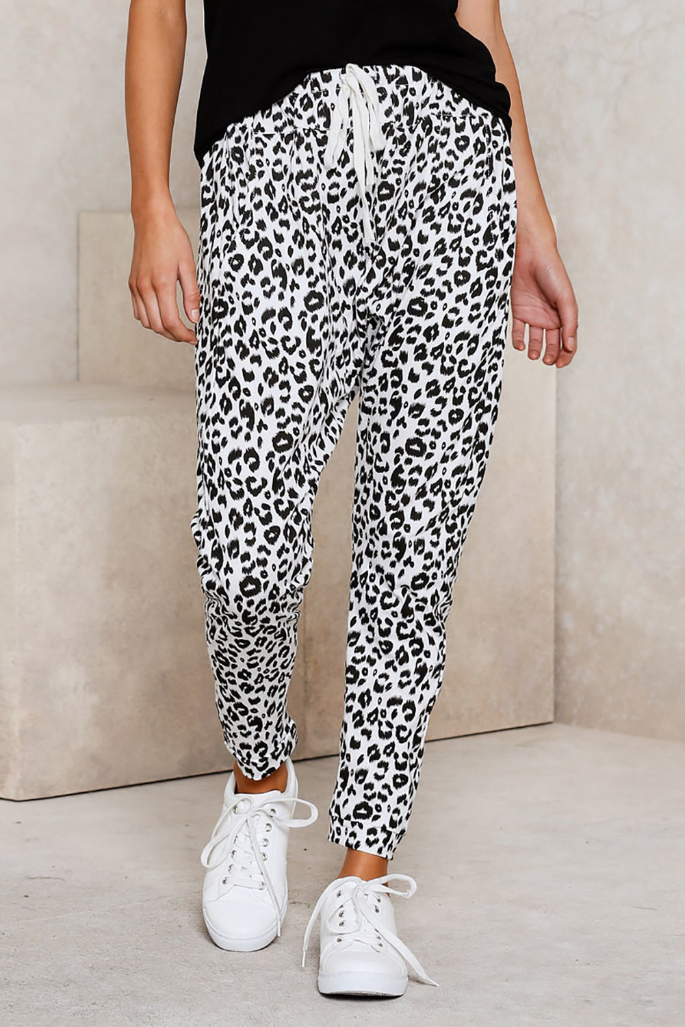 US$ 7.94 Dropship White Casual Skinny Leopard Print Pants