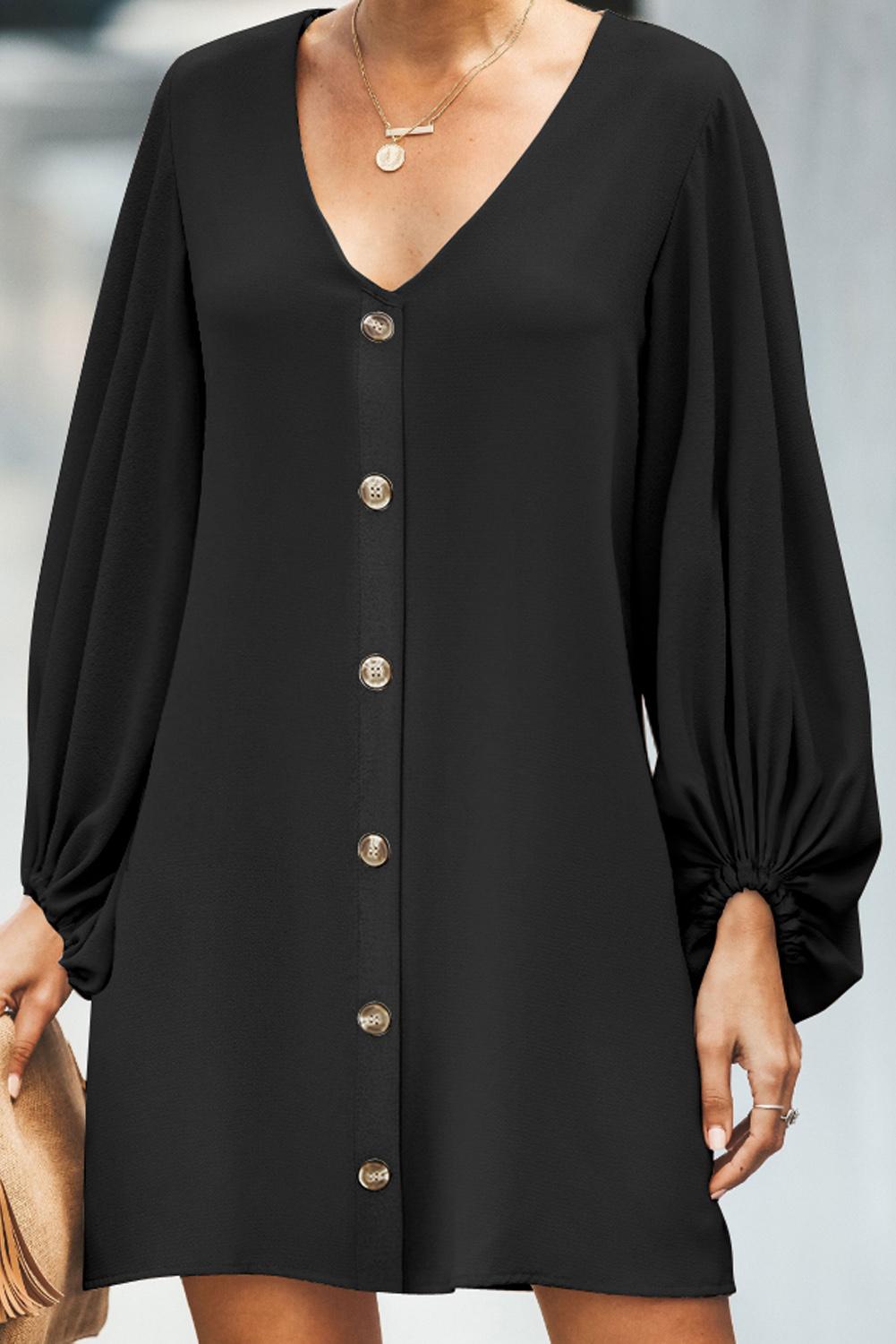 black v neck shift dress