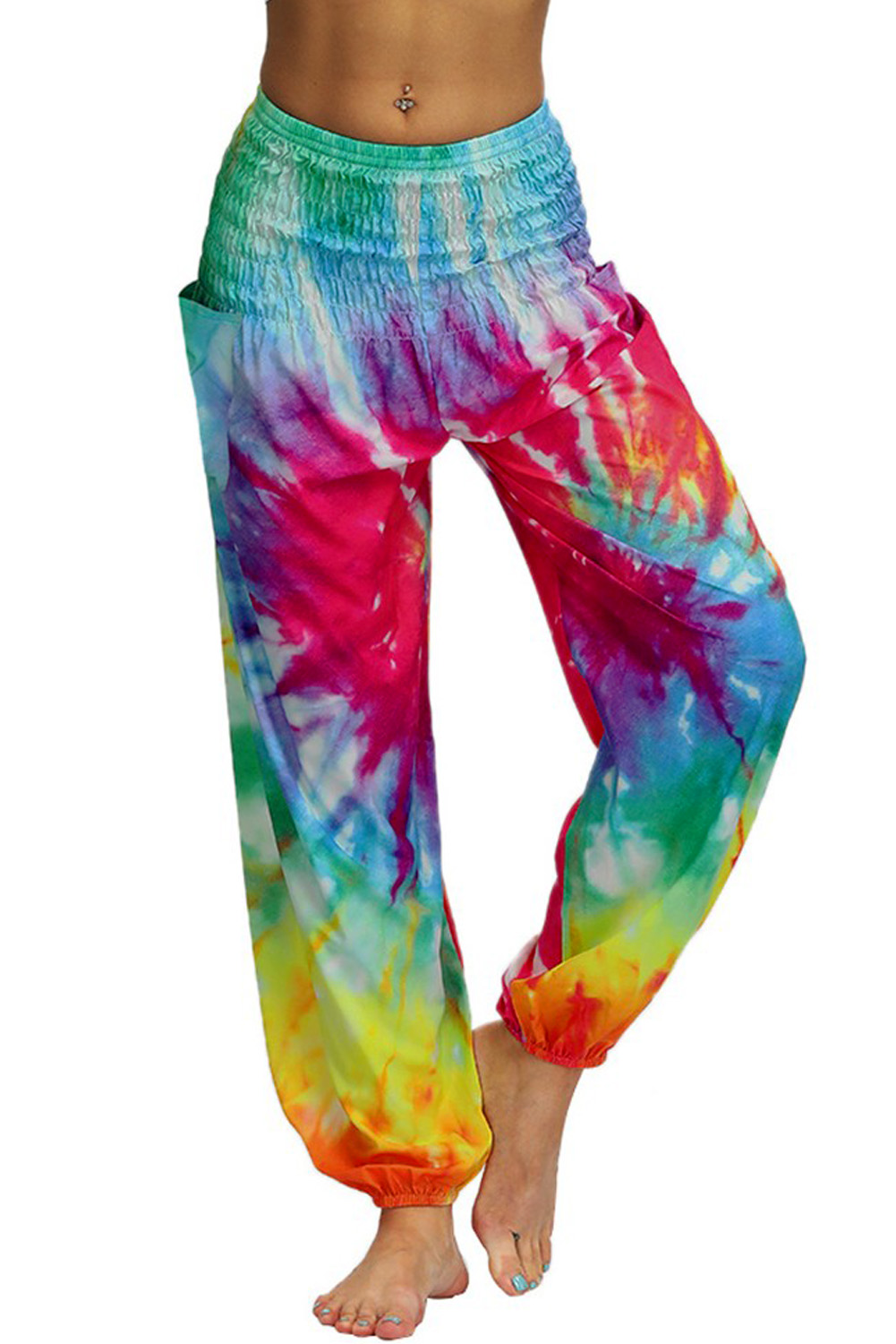 US$ 7.48 Dropship Multicolor Boho Tie-dye Casual Loose Hippy Harem Pants