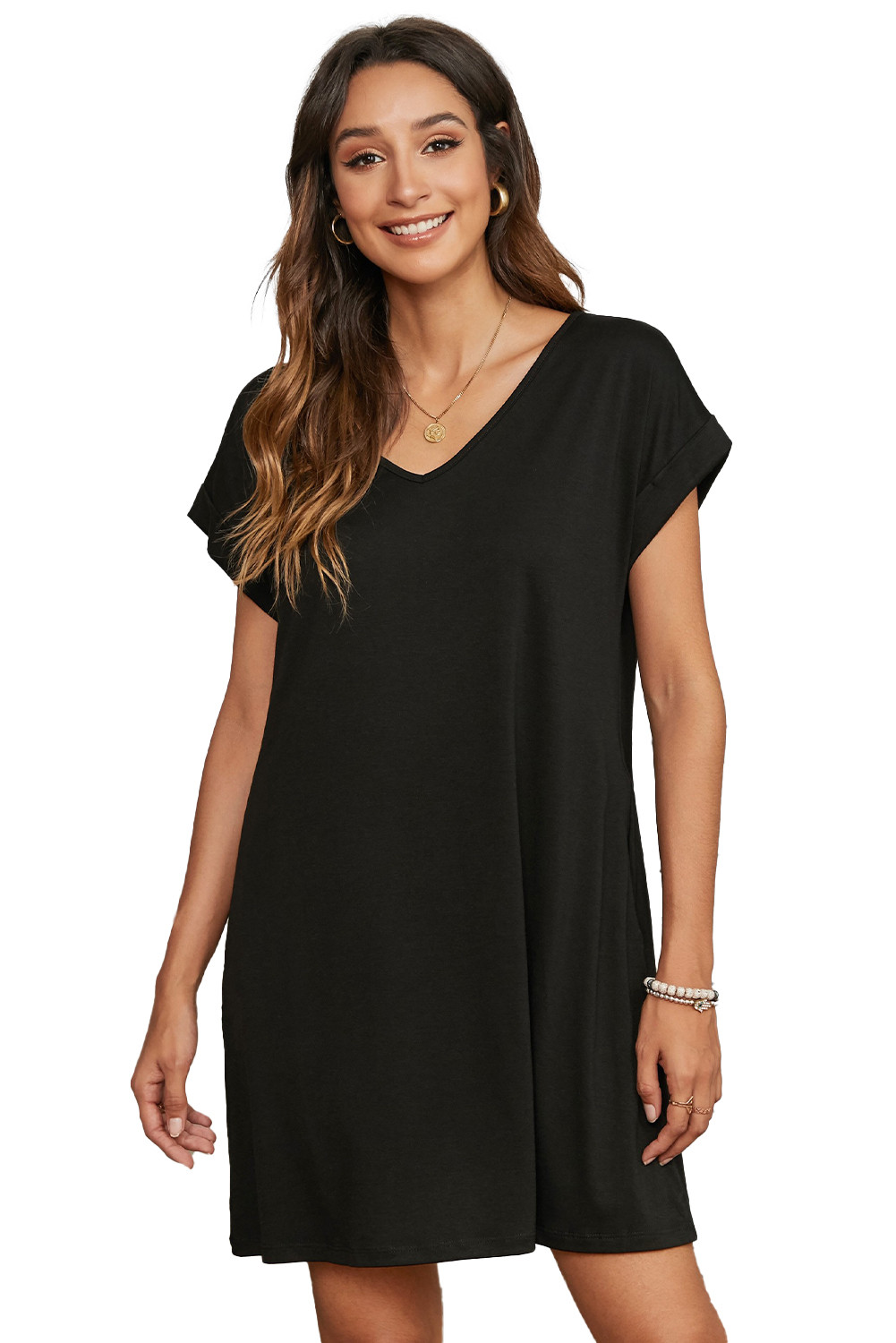 long sleeve t shirt dress black